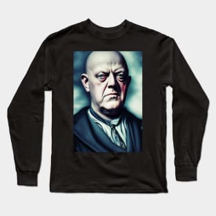 Digital Art Portrait of Aleister Crowley The Great Beast of Thelema Long Sleeve T-Shirt